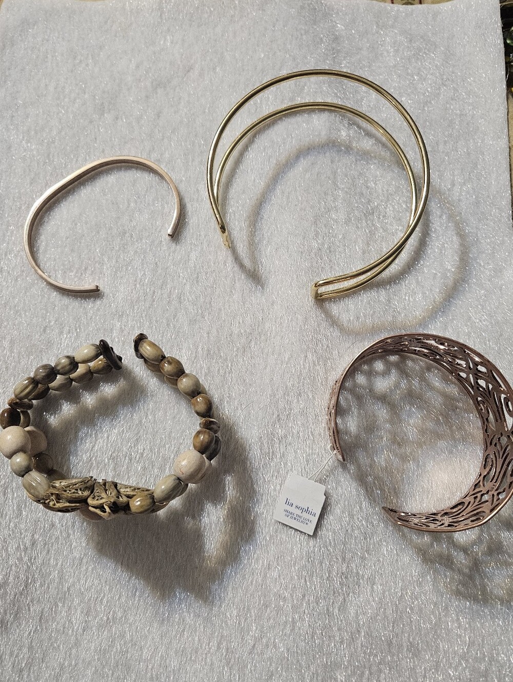Lia Sophia Mixed Metal and Beaded Bracelet Set - Gold Rose Gold Natural